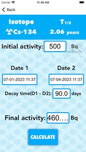 Decay calc screenshot 2