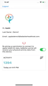 EBAW Wellness Personal Tracker screenshot 1