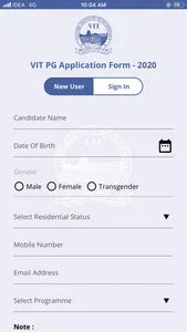VIT PG Application screenshot 0