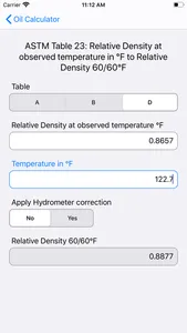 Saybolt Oil Calculator screenshot 2