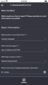 MyAnonymousReporting screenshot 1