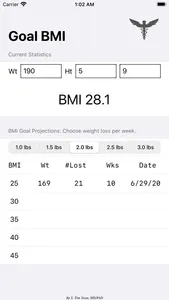 Goal BMI screenshot 2