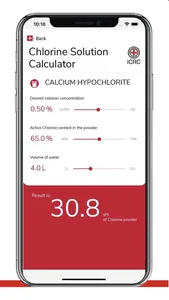 Chlorine solution calculator screenshot 1