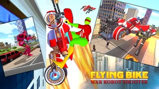 Flying Bike War Robot Shooter screenshot 1