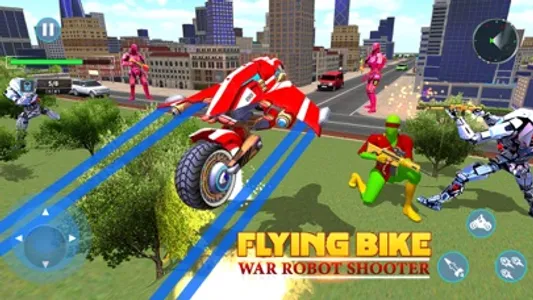 Flying Bike War Robot Shooter screenshot 2