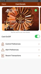 Pioneer Bank Card Control screenshot 0