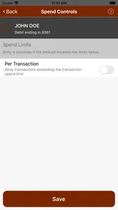 Pioneer Bank Card Control screenshot 3