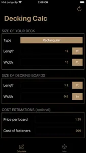 Decking calculator, material screenshot 2