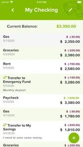 myLIFE Transaction Register screenshot 2