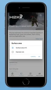 H2K foam calculator screenshot 1