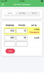Per Gram Calculator screenshot 0