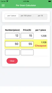 Per Gram Calculator screenshot 2