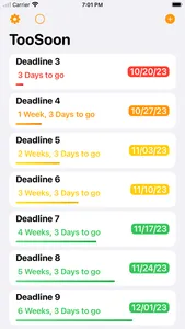 TooSoon - Manage Deadlines screenshot 0