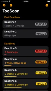 TooSoon - Manage Deadlines screenshot 1