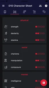 D10 Character Sheet screenshot 2