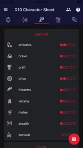 D10 Character Sheet screenshot 3