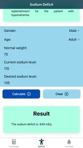 Pocket Hyponatremia Calculator screenshot 2