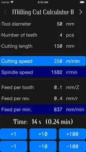 Milling Cut Calculator II screenshot 1