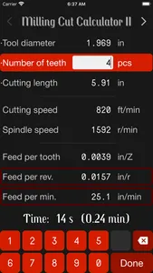 Milling Cut Calculator II screenshot 4