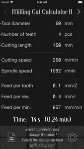 Milling Cut Calculator II screenshot 9