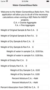 Water Cementitious Ratio screenshot 0