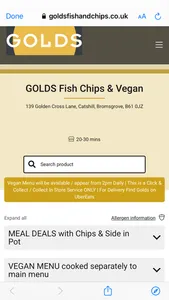 Golds Fish Chips and Vegan screenshot 1