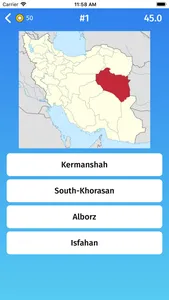 Iran: Provinces Map Quiz Game screenshot 2