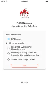 Neonatal Hemodynamics CDSS screenshot 1