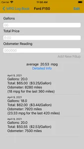 MPG Log Book screenshot 1