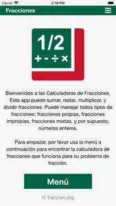 Calculadoras de fracciones screenshot 0