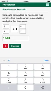 Calculadoras de fracciones screenshot 1