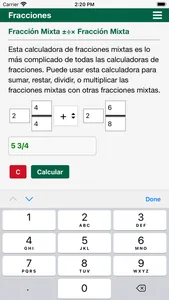 Calculadoras de fracciones screenshot 2