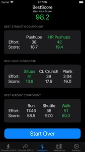 USSF/USAF PFA Calculator screenshot 2