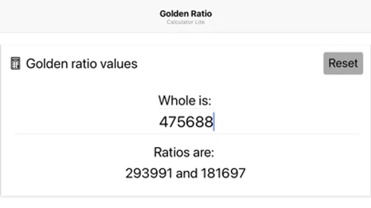 Golden Ratio Calculator Lite screenshot 2