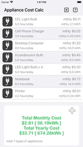 Appliance Cost Calculator Plus screenshot 0