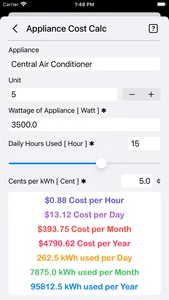 Appliance Cost Calculator Plus screenshot 1