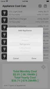 Appliance Cost Calculator Plus screenshot 2