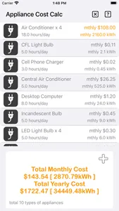 Appliance Cost Calculator Plus screenshot 3