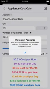 Appliance Cost Calculator Plus screenshot 6