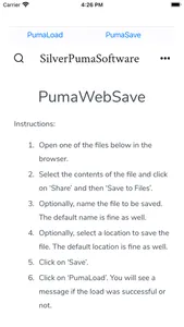 PumaWebSave screenshot 2