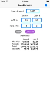 Loan Cost Comparison screenshot 2