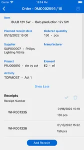 Infor LN Project Receipts screenshot 4