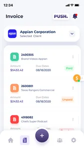 PUSH. Invoicing screenshot 1