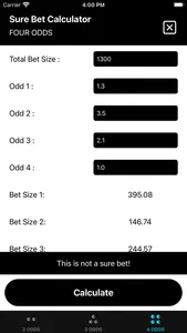 Sure Bet Arbitrage Calculator screenshot 2