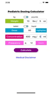 Peds Dose Calc screenshot 1