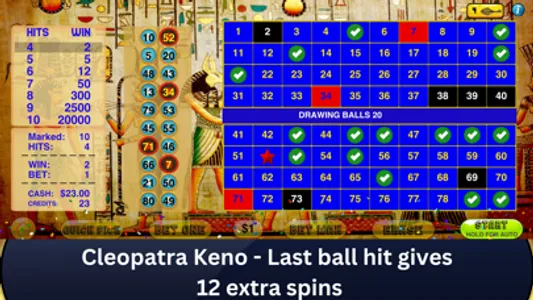 Cleopatra Keno - Bonus Keno screenshot 1