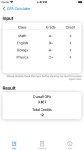 GPA Calculator - Grade Calc screenshot 1