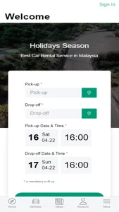 Holidays Season - Car Rental screenshot 0