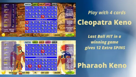 4 Card Cleopatra Keno Games screenshot 3