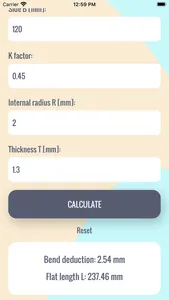 Bend deduction and Flat length screenshot 1